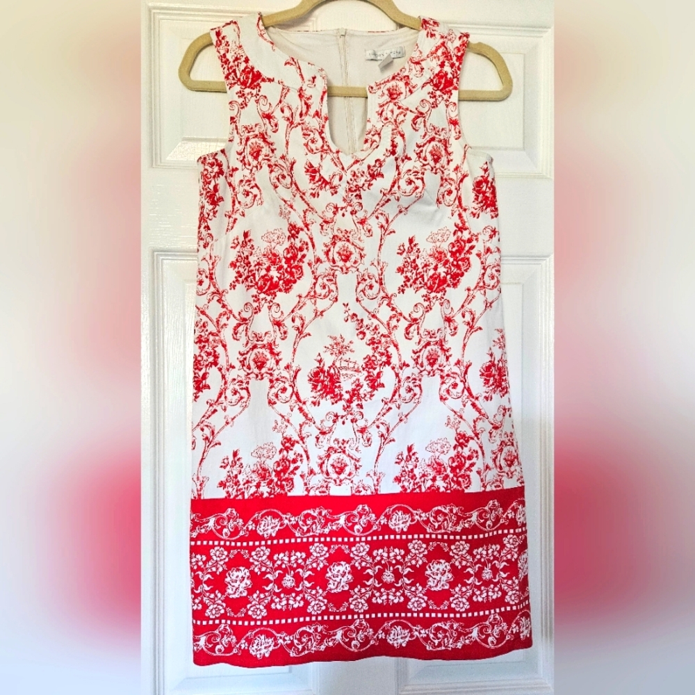 London Times Printed Sheath Dress Size 4